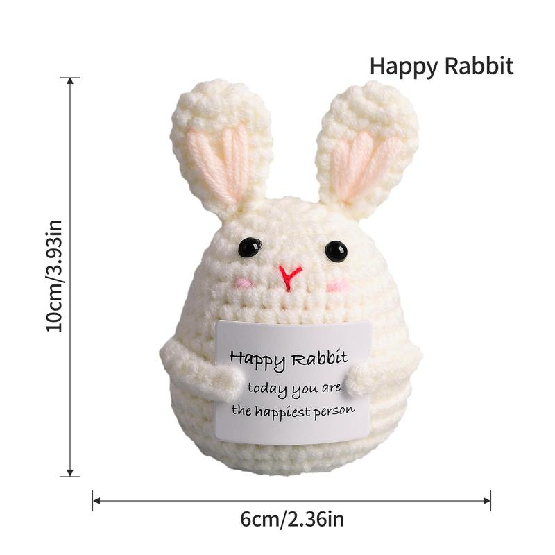 Cute Cartoon Happy Rabbit Design Crochet Ornament, 1 Count Creative Handmade Crochet Decoration Craft Gift, Home Decor Supplies for Living Room Bedroom Office