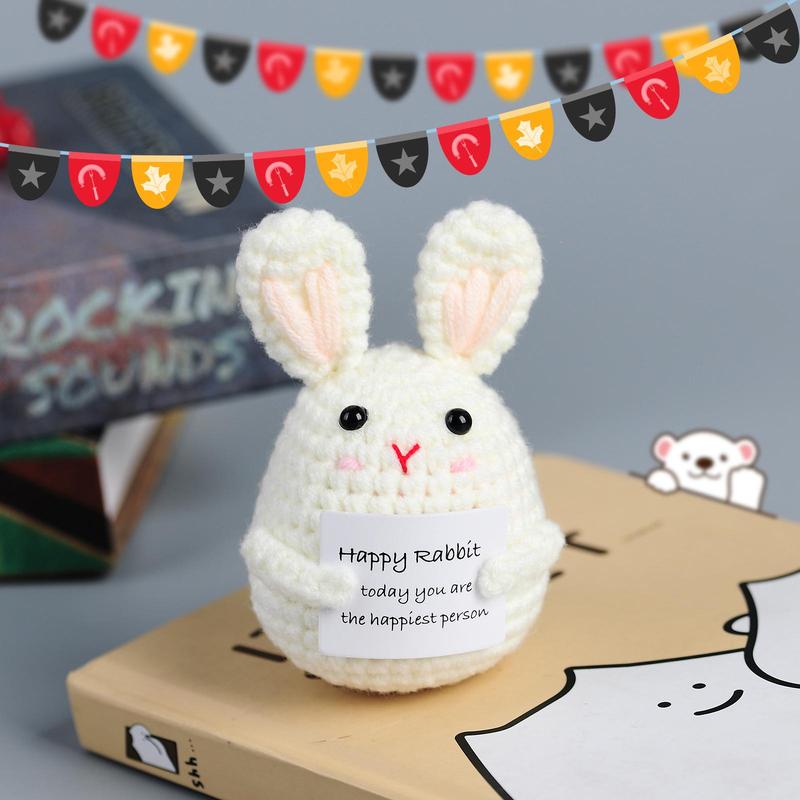 Cute Cartoon Happy Rabbit Design Crochet Ornament, 1 Count Creative Handmade Crochet Decoration Craft Gift, Home Decor Supplies for Living Room Bedroom Office