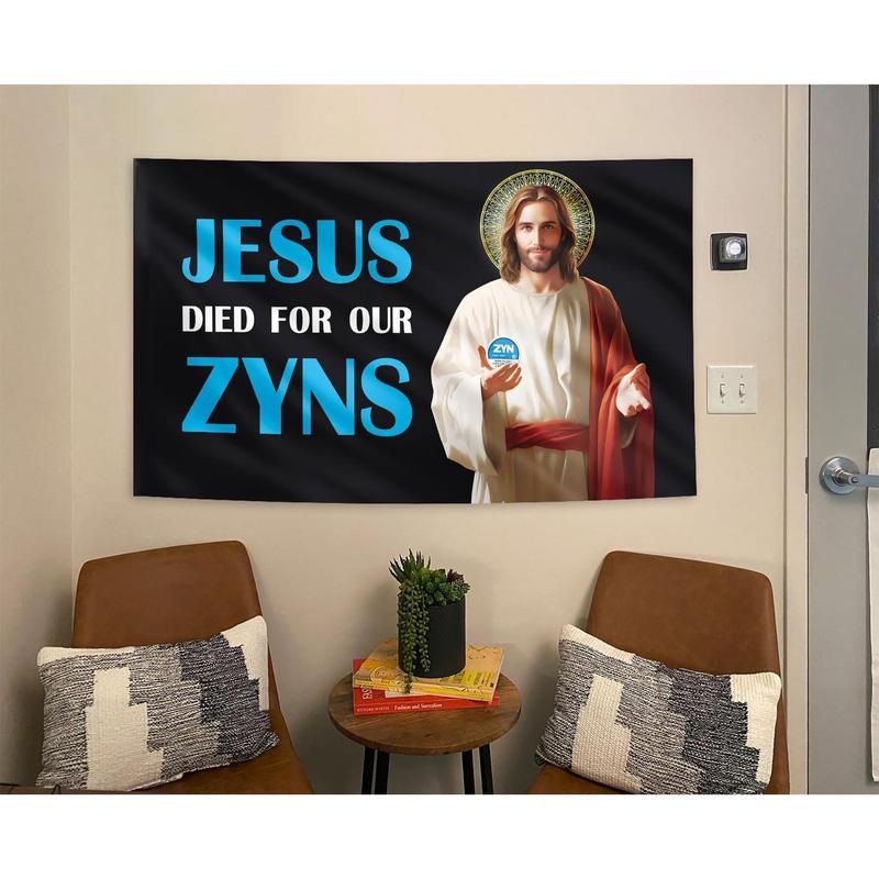 Jesus Died For Our Zyns Tapestry Funny Flags for Room 60x40in College Dorm Room Decor Man Cave Frat Wall Indoor Outdoor Tapestry Lightweight Cotton Linen Decorative Hanging