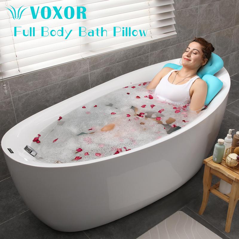 VOXORFull Body Bath Pillow,ThickBathtub Cushion with Laundry Bag,Luxury Tub Pillow for Bath for HeadrestNeck and Back Support Ocean Blue bath mat Gift