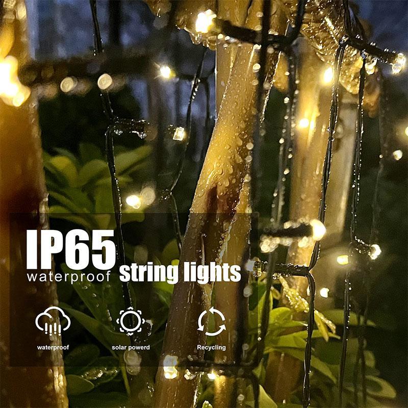 Christmas Solar Powered String LED Lights, 100 LEDs Solar String Lights with 8 Lighting Modes, Waterproof Outdoor Lamp, Decoration Lighting for Wedding Party Garden Patio Decor