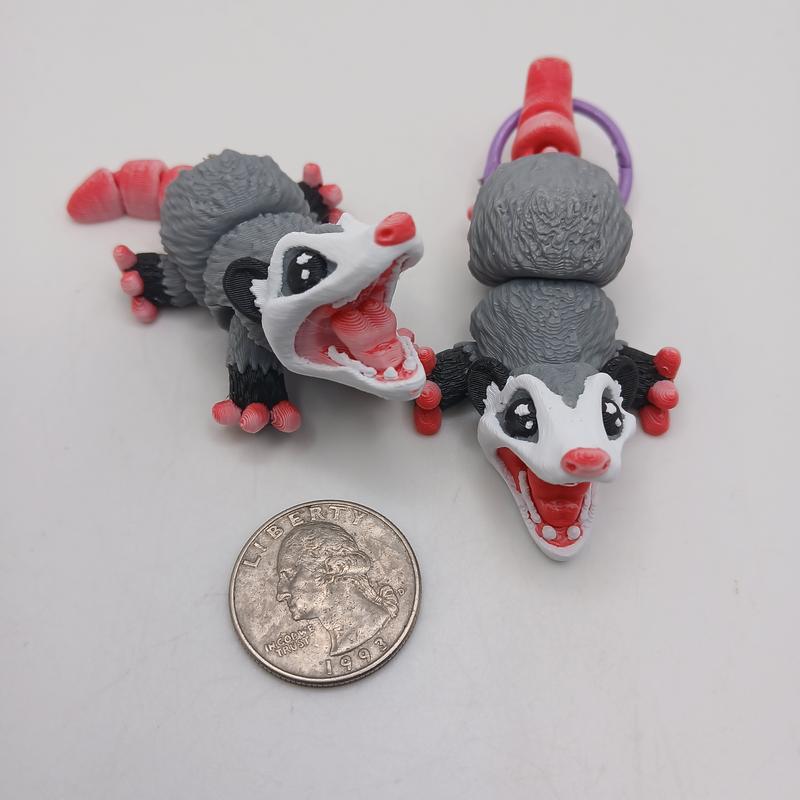 3D Printed Articulating Desk Buddy Figurine or Key Chain Possum animal figurine animal statue