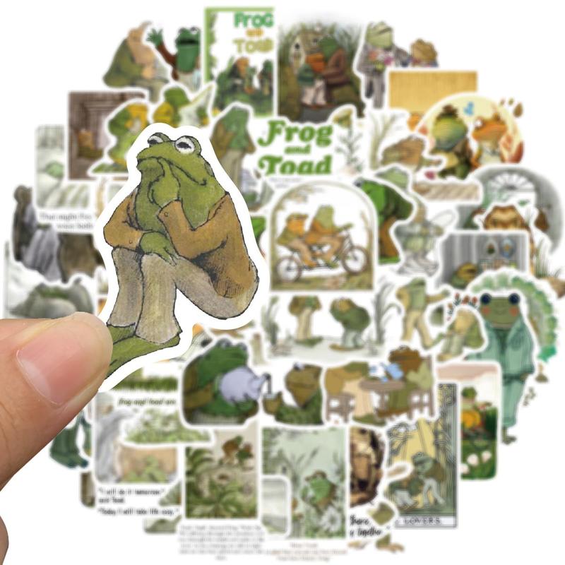 Frog & Toad Pattern Sticker, 50pcs set Waterproof Self Adhesive Decor Paper, Decor Sticker for Gift Greeting Card Water Bottle Laptop Phone