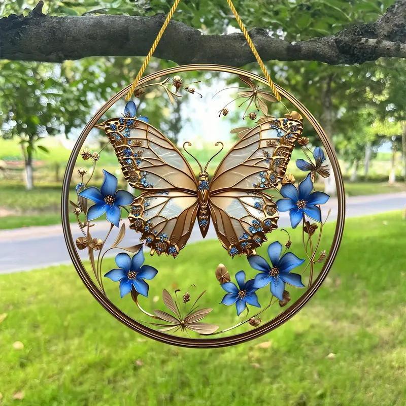 Butterfly Pattern Hanging Decor, 1 Count Exquisite Acrylic Hanging Ornament, Wall Art Decor for Home Office Coffee Shop