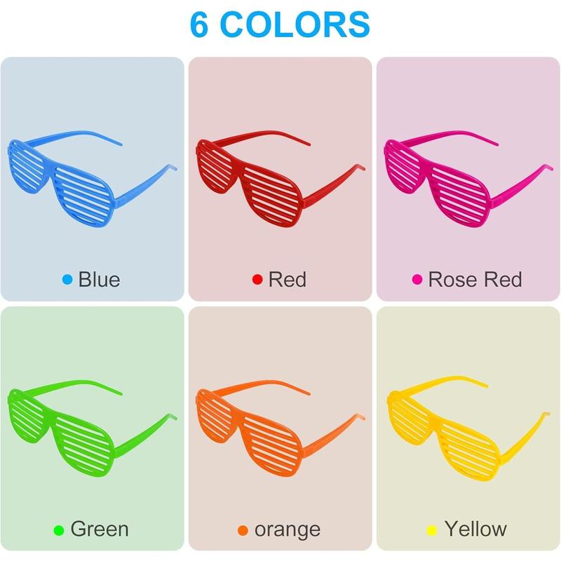 Neon Color Shutter Shadeds Glasses , Novelty 80s 90s Funny Party Glasses Festival Outfits Accessories Masks