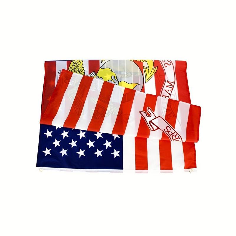 American Marine Corps Flag, 1 Count 3x5ft Outdoor Double Stitched Edges Flag with 2 Brass Grommets, Party Decorations Supplies for Parades