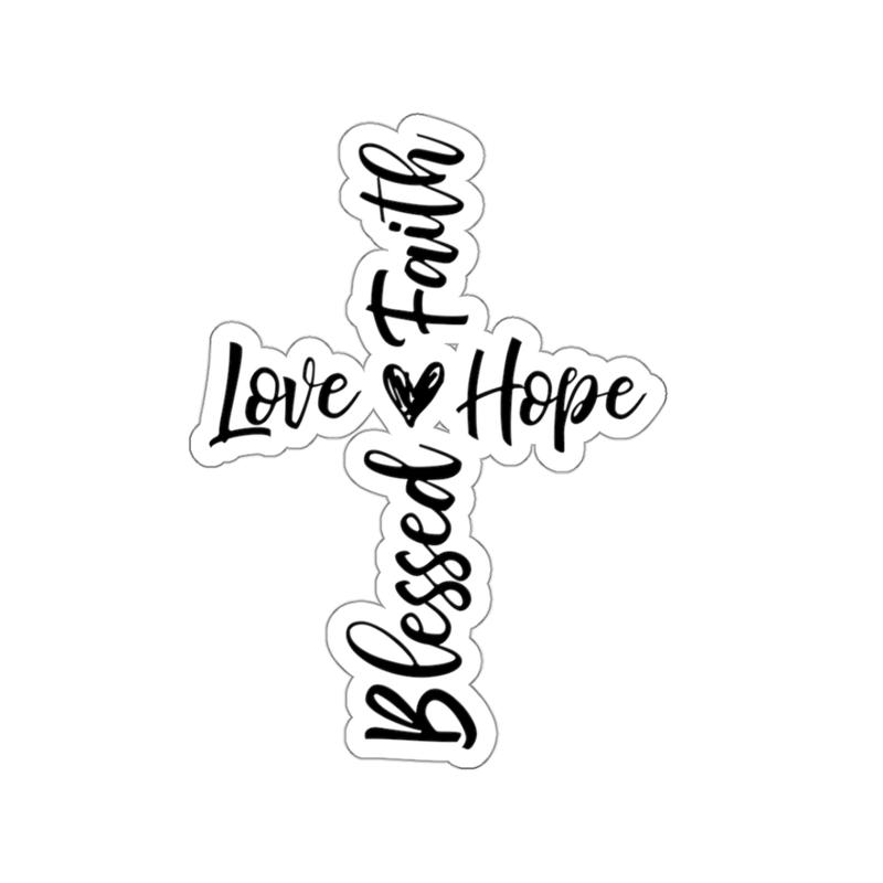 Inspirational Cross Kiss-Cut Stickers - Love Faith Hope - Perfect for Laptops, Journals, Scrapbooking, Gifts, Christian Decor