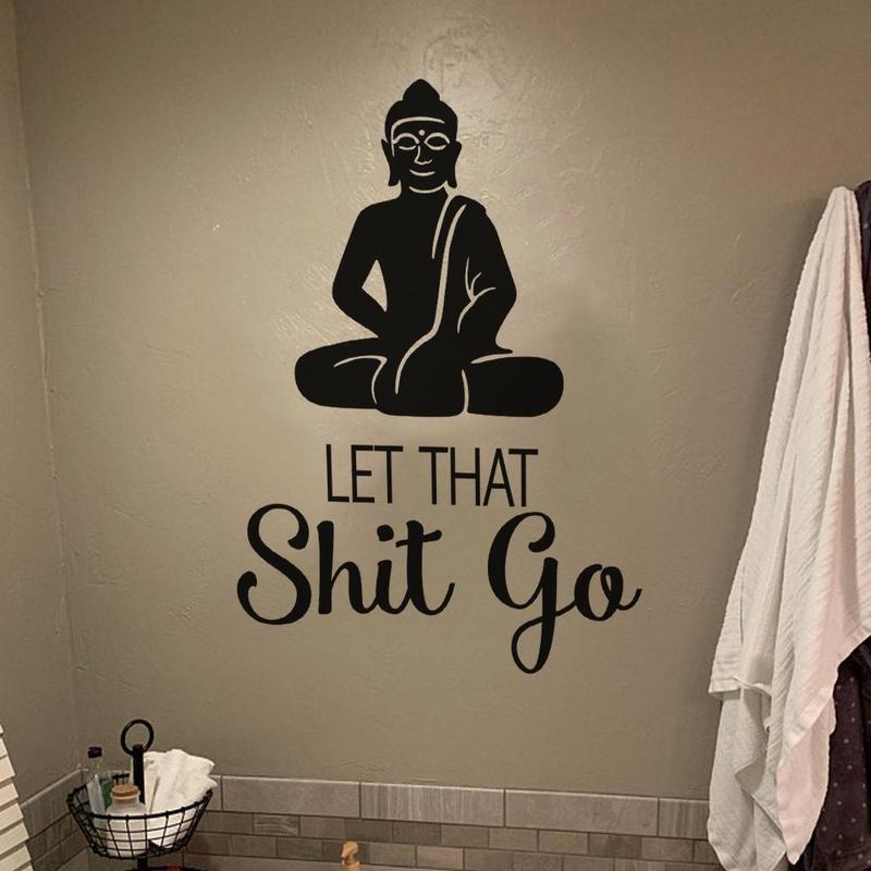 Buddha Pattern Wall Sticker, Meditation Room Wall Decal, Yoga Wall Art, Vinyl Bathroom Sticker Decor