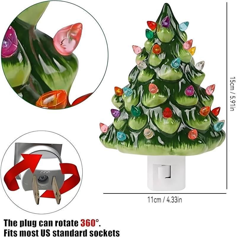 Christmas Tree Shaped Night Light, 1 Count Decorative Retro Ceramic Tree Nightlight, Decorative Light for Kitchen Bathroom Bedroom