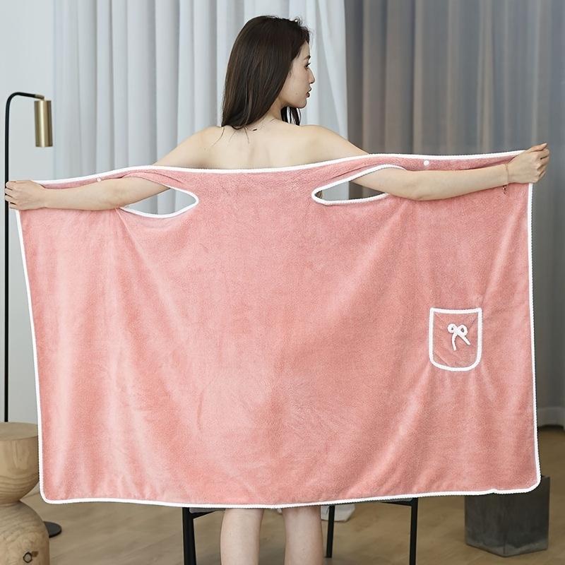 1pc Wearable Bath Towel, Bowknot Coral Velvet Thickened Bath Skirt For Adults, Water Absorption Quick Drying Bath Towel, Bath Supplies, Sauna Kilt Spa Sauna Wrap for women