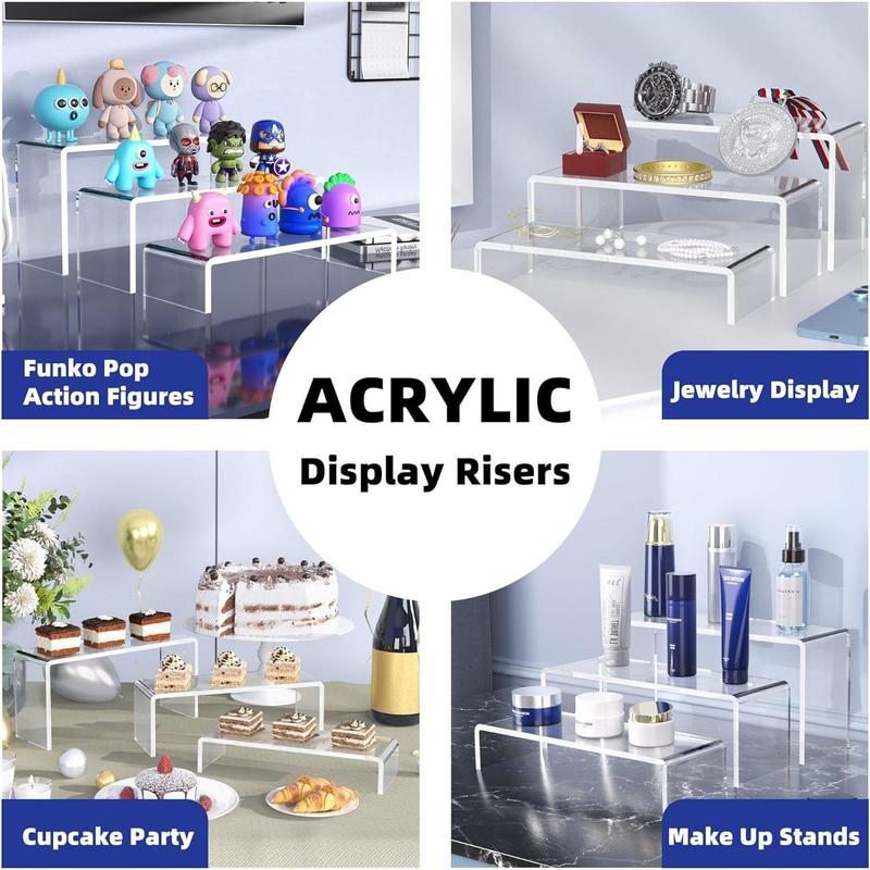 Clear Acrylic Cake Display Rack, 3 Counts set Rectangular Clear Acrylic Collectibles Display Stands, Cake Stands for Candy Dessert Table Decorations