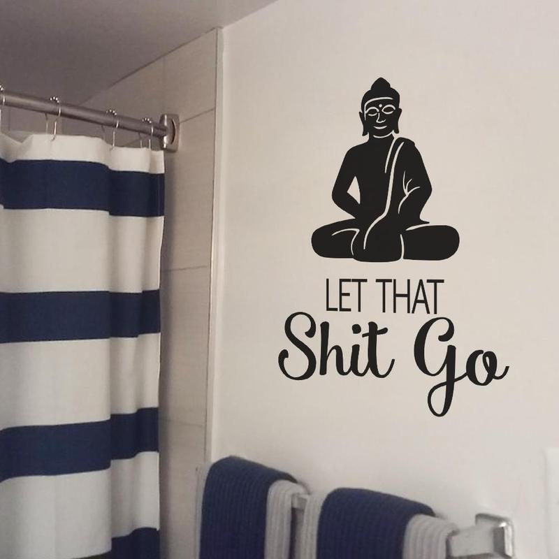 Buddha Pattern Wall Sticker, Meditation Room Wall Decal, Yoga Wall Art, Vinyl Bathroom Sticker Decor