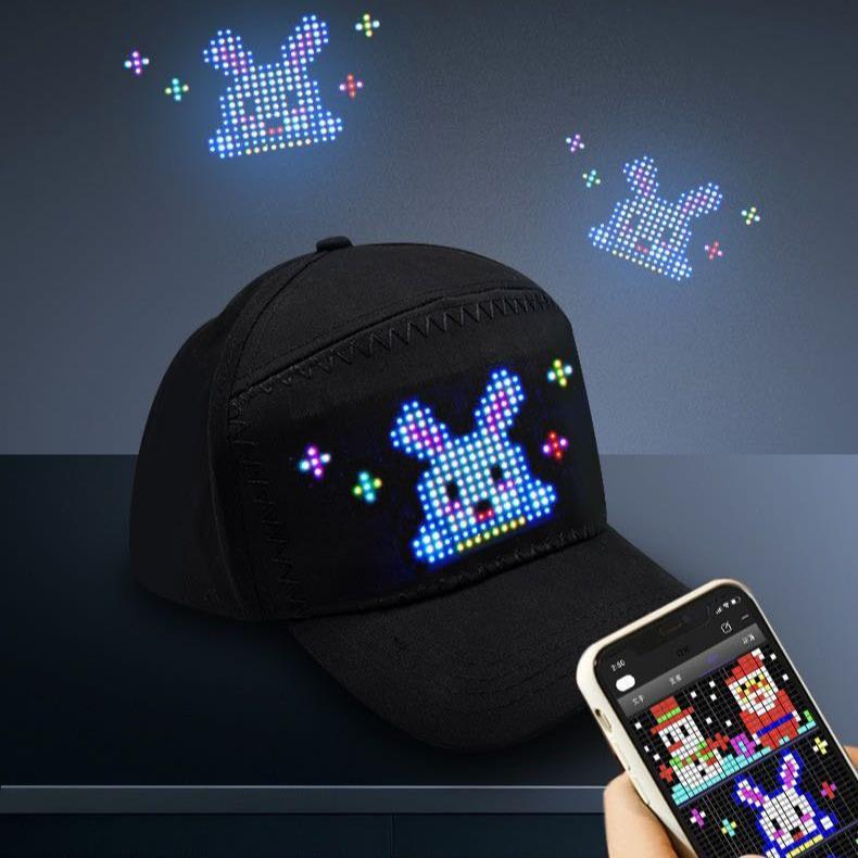 NEW 16x32 Full-Color Led Scrolling Hat With Bluetooth App For Custom Gifs Pics Text, Removable Led Display for Christmas, Party Clubs Outdoor Bar