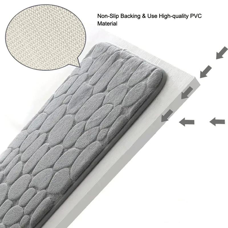 Cobblestone Embossed Bath Mat, 1 Count Soft Comfortable Memory Foam Bath Rug, Non-slip Washable Bath Mat for Shower Room & Bathroom Decor