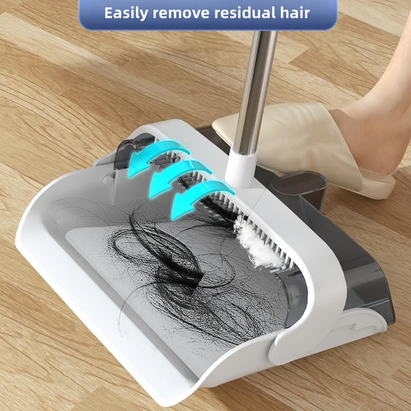 3 in 1 Set Broom + Dustpan + Scrubber. Household Folding Broom Set. Rotatable Broom. Sweeping Without Sticking To Hair Cleaning Tools For Kitchen, Living Room And Bathroom