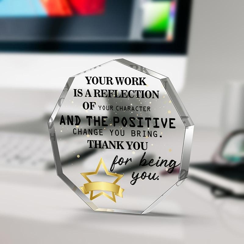 Acrylic Plaque, Creative Desk Decorations, Thank You Gift for Colleague, Boss and Friend, Office Desktop Ornament, Employee Gift