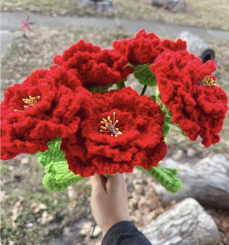 Crochet Peonies flowers decoration Colorful