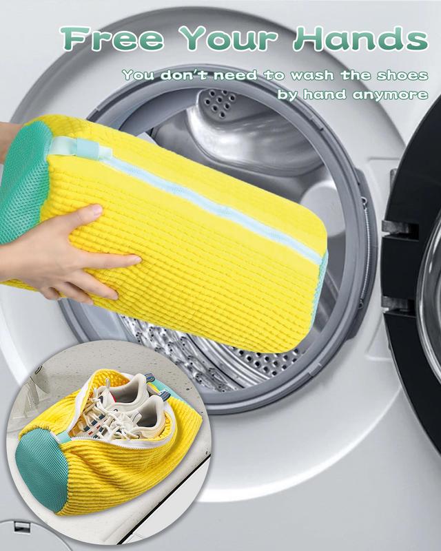 Shoe Washing Bag for Washing Machine, shoe washing machine bag，Laundry Shoe Bag For Washer And Dryer, Reusable Shoe Washing Machine Bag for All Shoe Types And Sizes, Yellow 2pcs