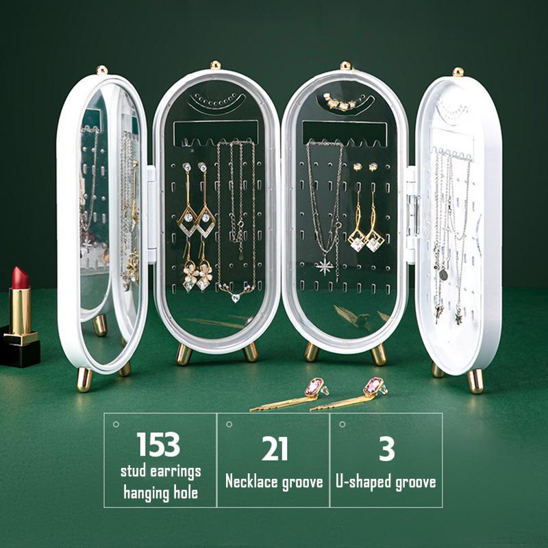 Jewelry Storage Box, Jewelry Organizer, Dustproof Jewelry Storage Box with Hook & U-shaped Slot, Home Organizer for Jewelry