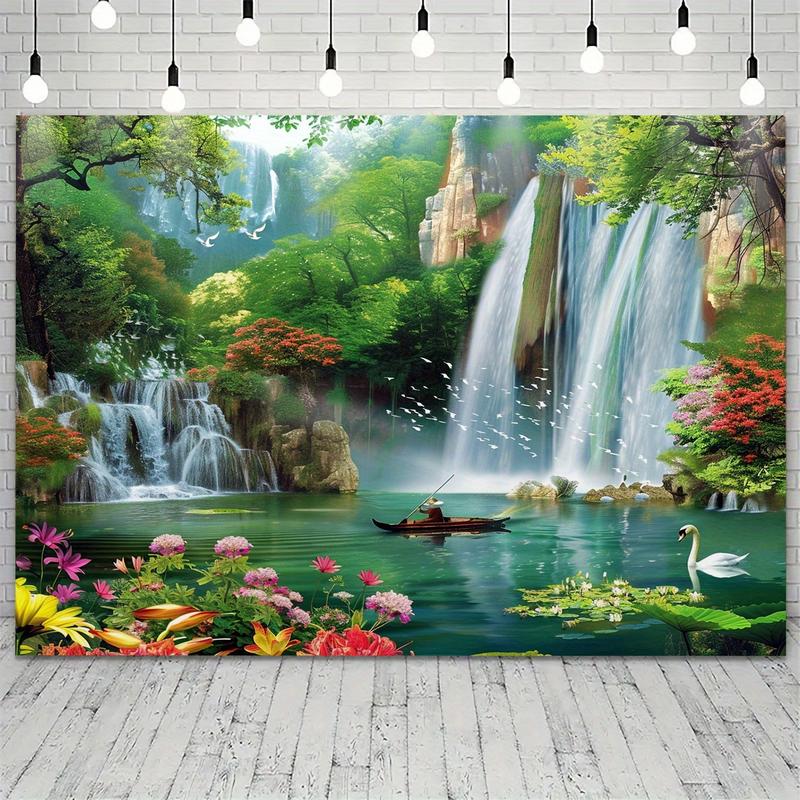 Waterfall Landscape Tapestry - Artistic natural scene background for home and party decorations, universal holiday decorations, rooms, Peach Print Christmas Themed flower room decor flower room decor flower room decor