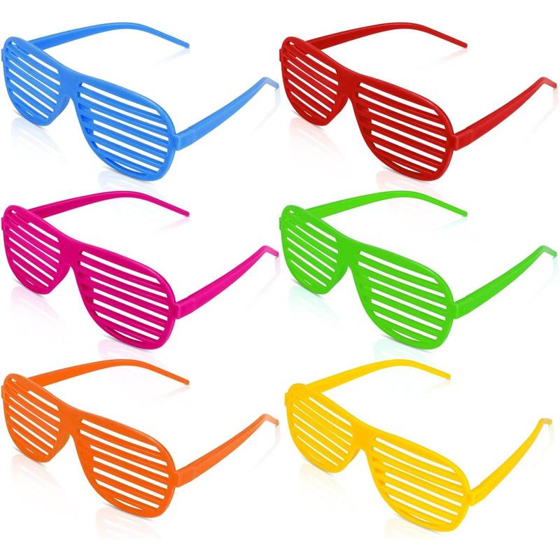 Neon Color Shutter Shadeds Glasses , Novelty 80s 90s Funny Party Glasses Festival Outfits Accessories Masks