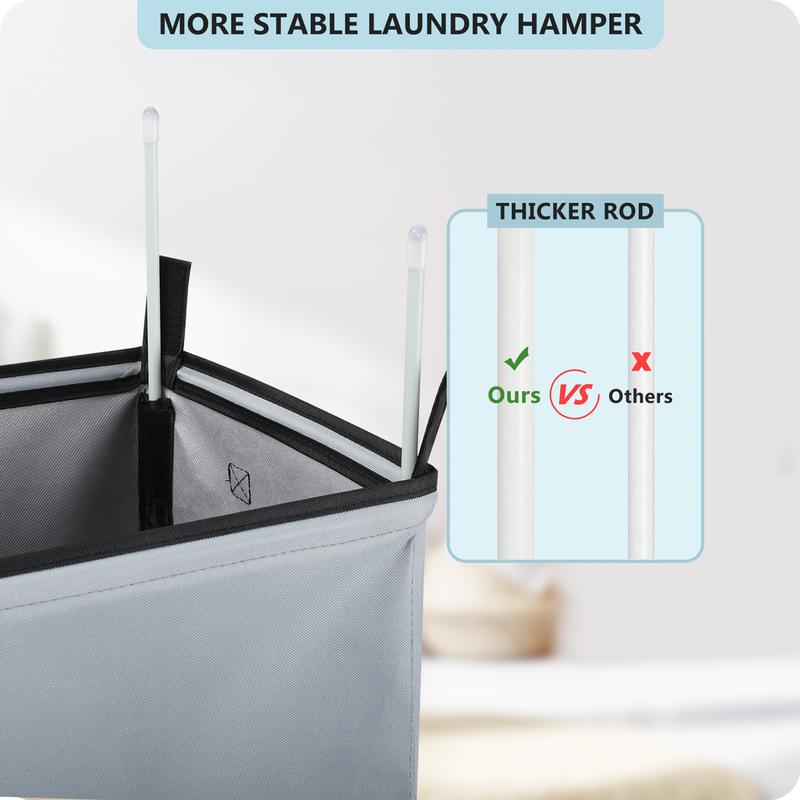 SOLEDI Laundry Hamper with Lid 100L Large & Tall Collapsible Laundry Basket, Clothes Hamper with Bag Removable Easy to Carry, Dirty Hampers for Bedroom, Bathroom, Dorm, College, Blue Grey Organiser