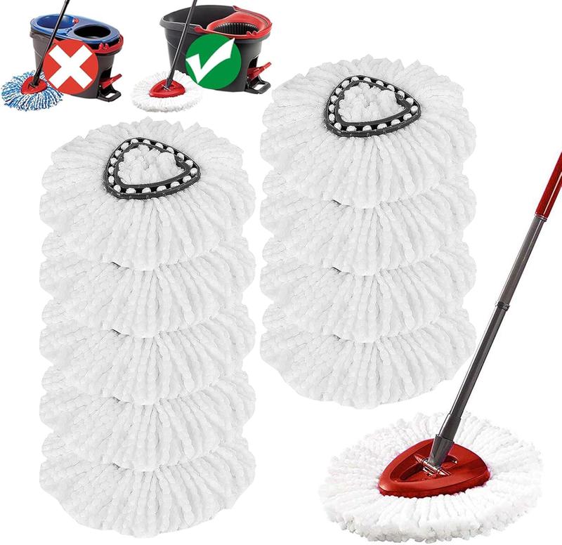 10Pack Spin Mop Replacement Heads, Microfiber Spin Mop Refills for EasyWrin 1-Tank System, 360 Microfiber Replacement Mop Head, Machine Washable Mop Replace Head for Easy Floor Cleaning