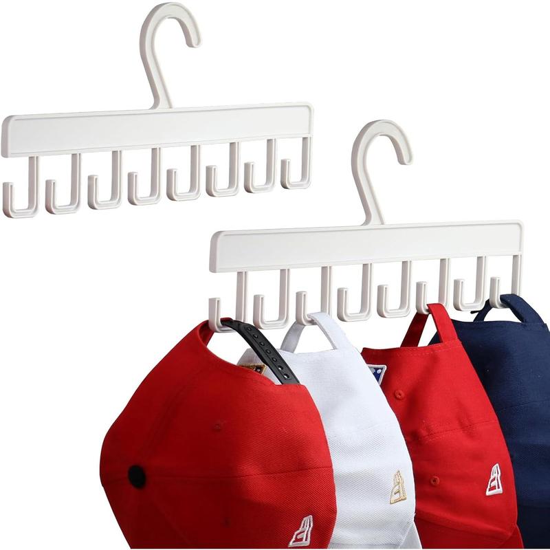 2Pcs Hat Hangers for Closet, Hat Organizer for Baseball Caps, Hat Racks with 16 Hooks Hanging