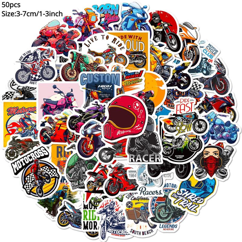 50pcs Motorcycle Series Graffiti Sticker, Waterproof Decorative Sticker For DIY