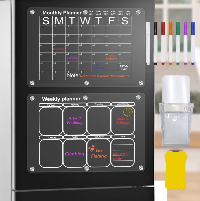 Clear Acrylic Magnetic Fridge Calendar 2PC Planning Boards 16