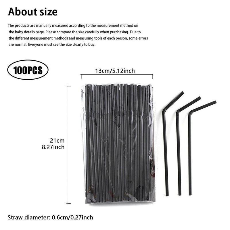 Disposable Plastic Drinking Straws (100pcs), Long Flexible Drinking Straws, Drinking Straws for Home Kitchen Party Outdoor Camping