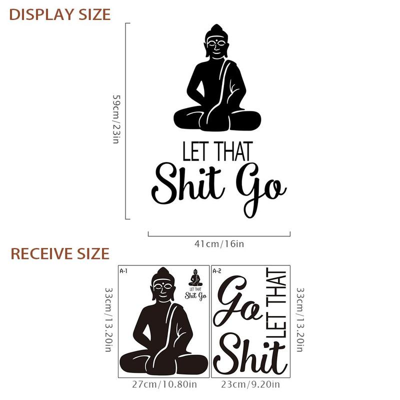 Buddha Pattern Wall Sticker, Meditation Room Wall Decal, Yoga Wall Art, Vinyl Bathroom Sticker Decor