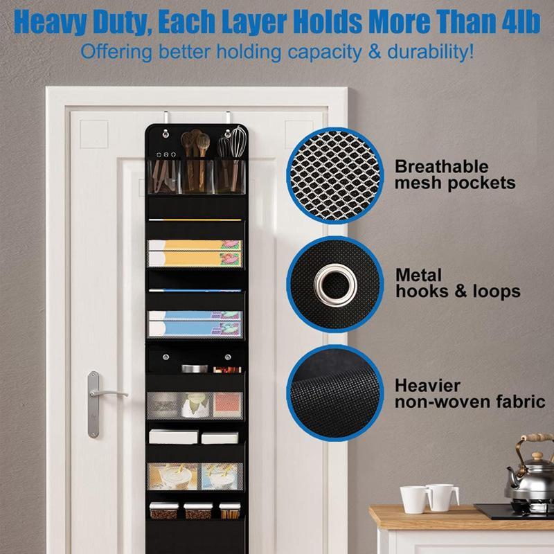 6-layer Hanging Storage Holder, 1 Count Multifunctional Door Back Hanging Storage Organizer, Household Storage Supplies for Home Bedroom Wardrobe Kitchen