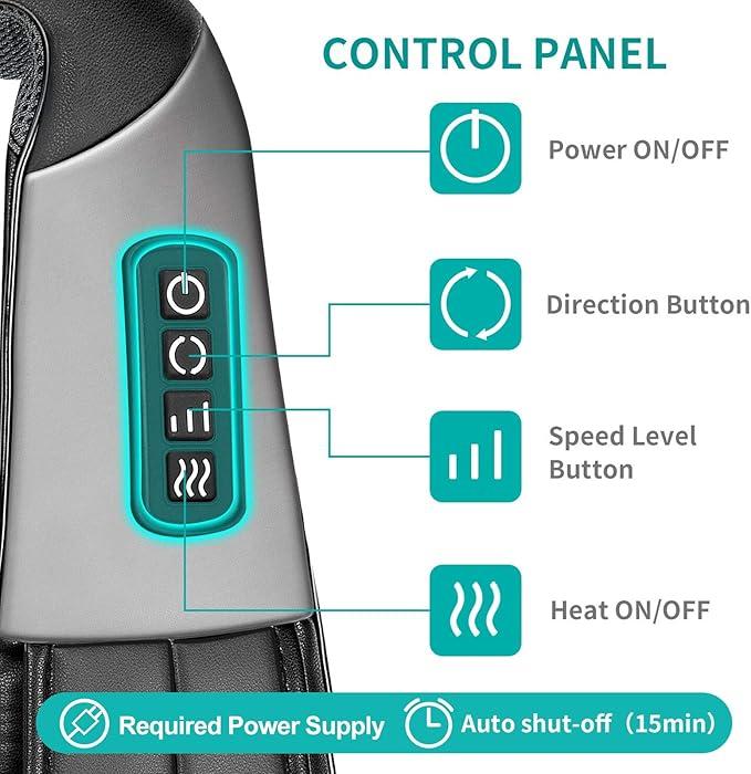 Shiatsu Neck and Back Massager with Soothing Heat, Nekteck Electric Deep Tissue 3D Kneading Massage Pillow for Shoulder, Leg, Body Muscle Pain Relief, Home, Office, and Car Use