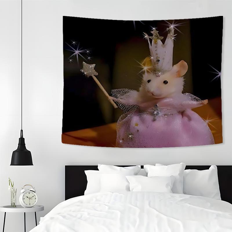 Cartoon Mouse Princess Pattern Tapestry, 1 Count Creative Wall Hanging Tapestry, Bedroom and Living Room Decor, College Dorm Party Decor