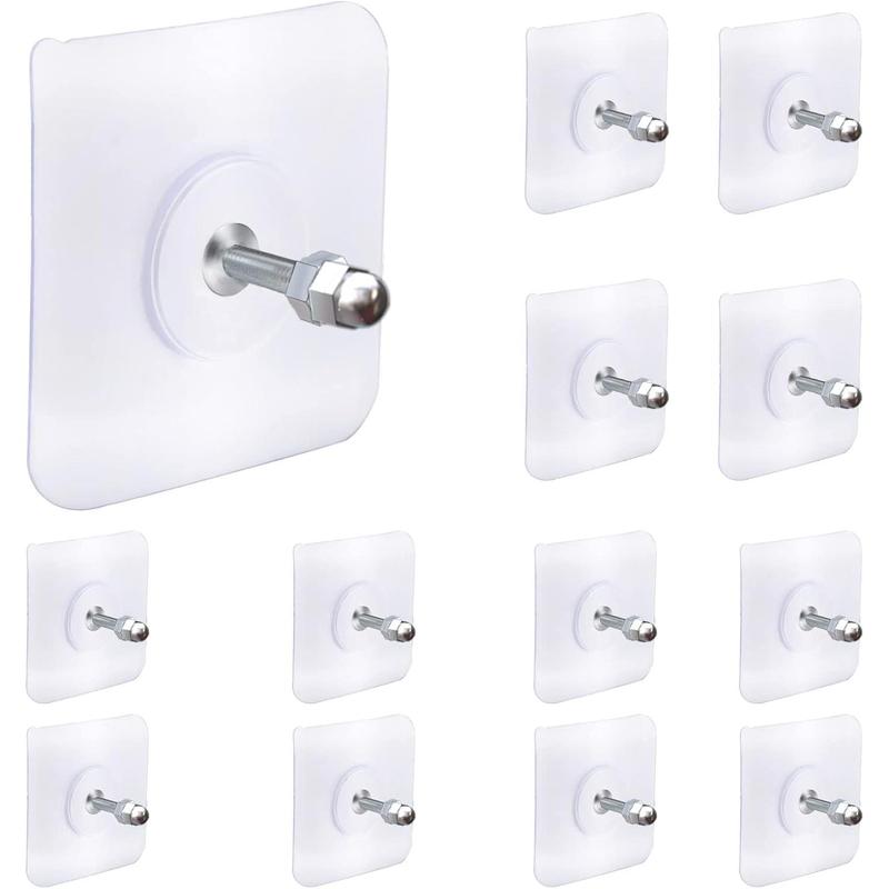 13 Pack Wall Hooks for Hanging,Screw Free Sticker for Mount Wall Shelf, 2 in 1 Reusable Adhesive Hooks Heavy Duty, Waterproof Rustproof and Oilproof for Kitchen, Bathroom, Home, Office(16mm)