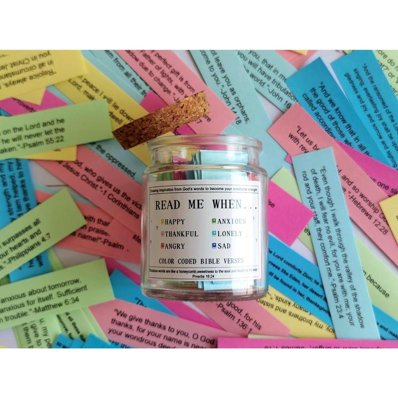 Bible Verses in a Jar, the Hope Jar Read Me When Bible Verses Jar with Colored Bible Verses, Scripture Prayer Jar Bible Gifts for Women Church Faith Based Decor Religious