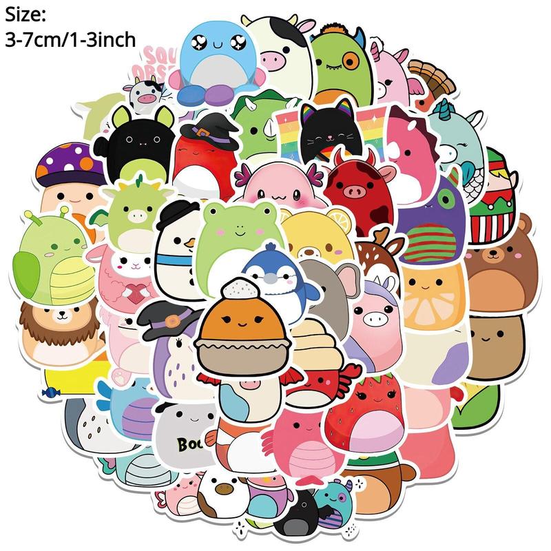 Plushie Toys Series Cartoon Stickers, 50pcs Assorted Animal Pattern Kawaii DIY Decorative Graffiti Sticker, Diy Creative Toys Decor Stickers for Water Bottles, Language, Laptop, Party Favors