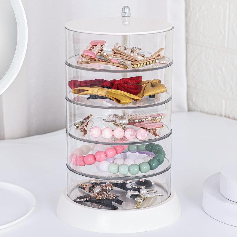 Multi-layer Jewelry Storage Box, 1 Count Clear Rotating Jewelry Organizer, Desktop Container for Earring Necklace Bracelet