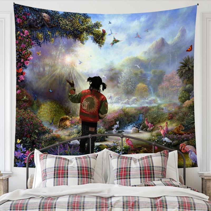 Rapper in The Garden Of Eden Pattern Tapestry, 1 Count Wall Hanging Tapestry for Bedroom Living Room Dormitory Decoration, Wall Decoration, Home Decor