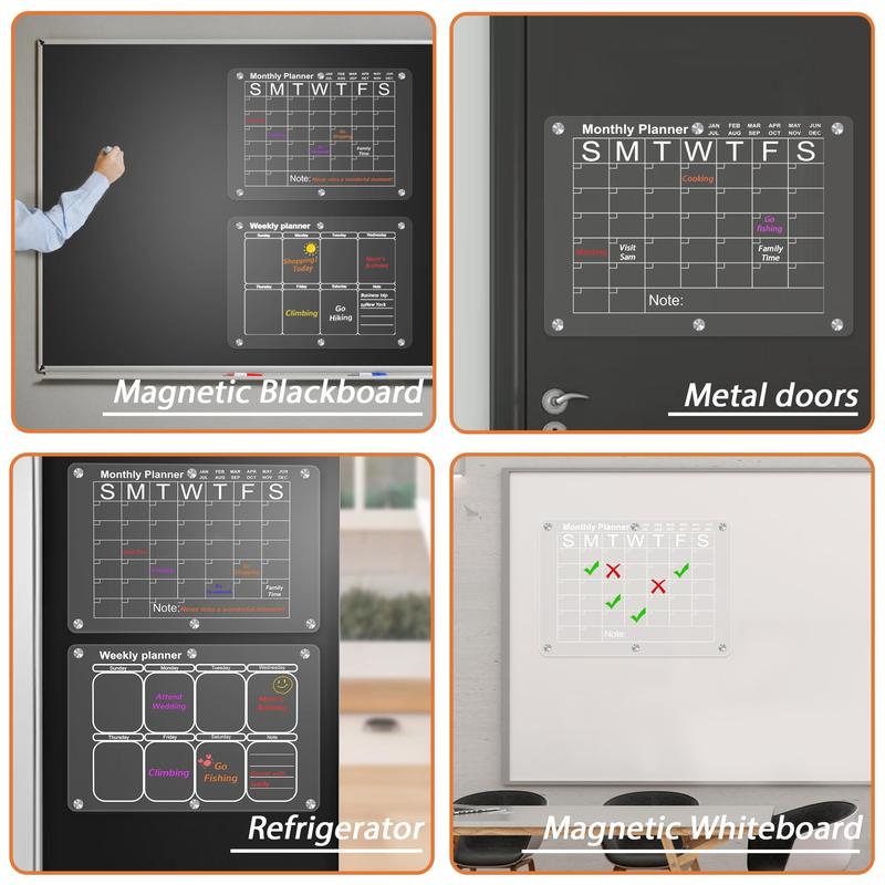 Clear Acrylic Magnetic Fridge Calendar 2PC Planning Boards 16