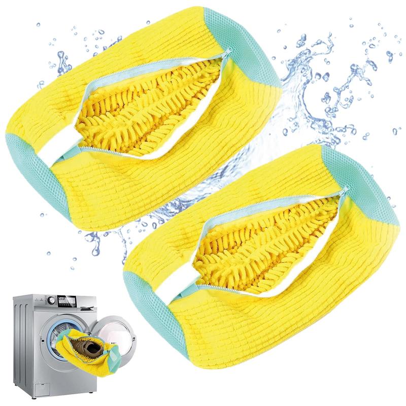 Shoe Washing Bag for Washing Machine, shoe washing machine bag，Laundry Shoe Bag For Washer And Dryer, Reusable Shoe Washing Machine Bag for All Shoe Types And Sizes, Yellow 2pcs