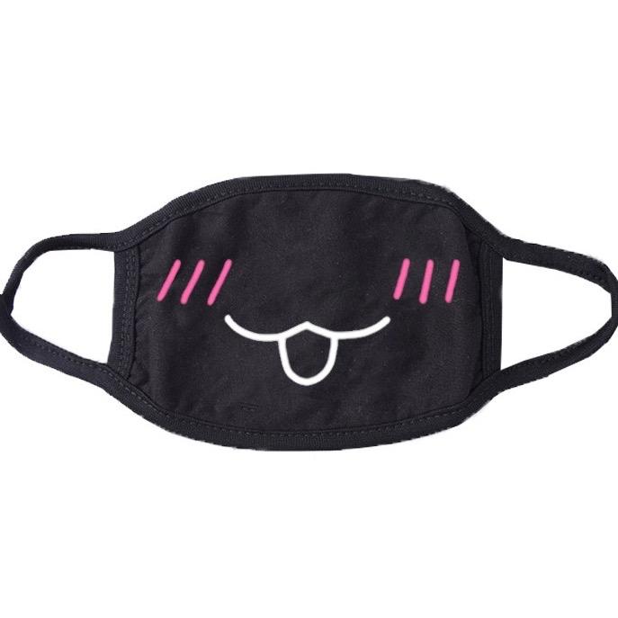 cosplay  Japanese style  cute Print Face Mask Reusable And Washable Black Face Mask For Women Men Breathable Dust Proof Mask With Adjustable Elastic Lanyards