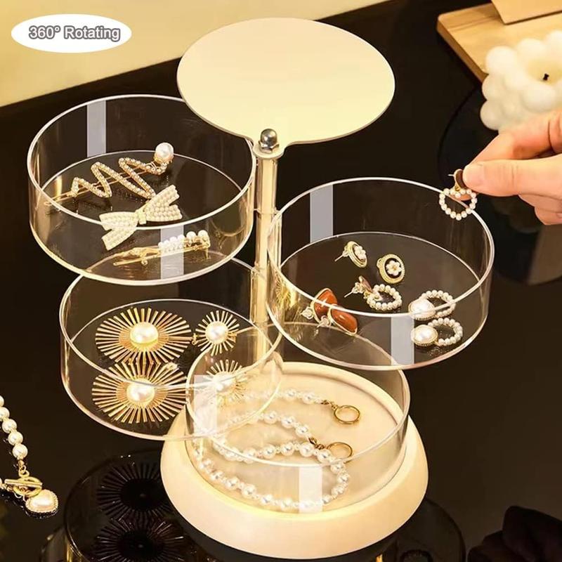 Multi-layer Jewelry Storage Box, 1 Count Clear Rotating Jewelry Organizer, Desktop Container for Earring Necklace Bracelet