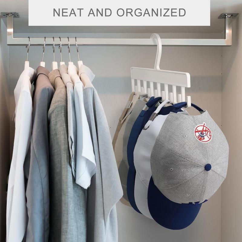 2Pcs Hat Hangers for Closet, Hat Organizer for Baseball Caps, Hat Racks with 16 Hooks Hanging