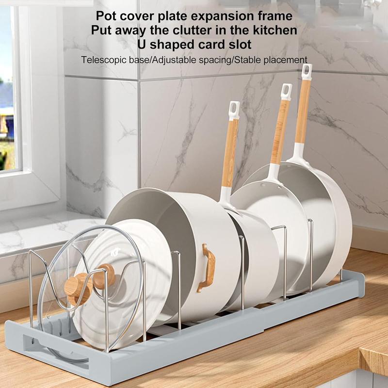 Kitchen Pot Storage Rack, Adjustable Kitchen Pot Lid Storage Rack, Multifunctional Kitchen StorageOrganizer, Farmhouse Summer for Gift, 2024 Kitchen Gadgets