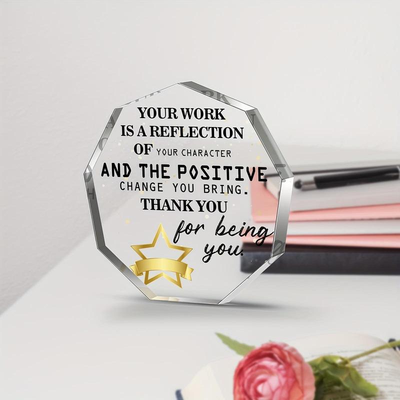 Acrylic Plaque, Creative Desk Decorations, Thank You Gift for Colleague, Boss and Friend, Office Desktop Ornament, Employee Gift