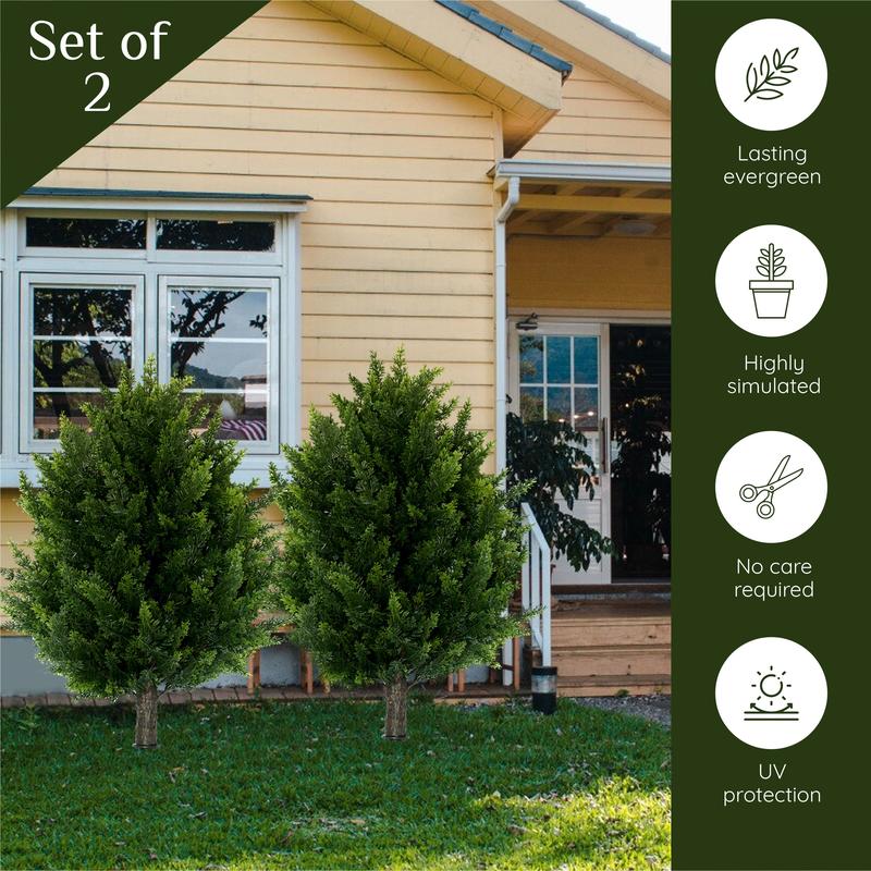 16.5inch Height Artificial Cypress Topiary – Breathe Life & Lushness into Any Space – Lifelike – UV-Resistant Great for Indoors & Outdoor – Set of 2  Decorative Plants Ornaments Fruit Plants