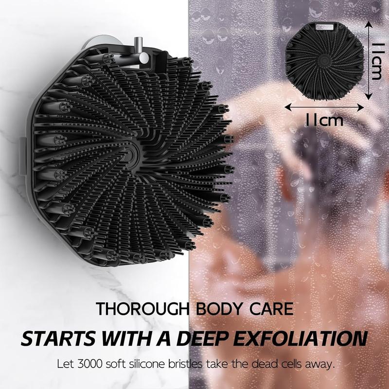 Silicone Body Scrubber with Silver-Infused Design for Effective Exfoliation and Gentle Massage - Black