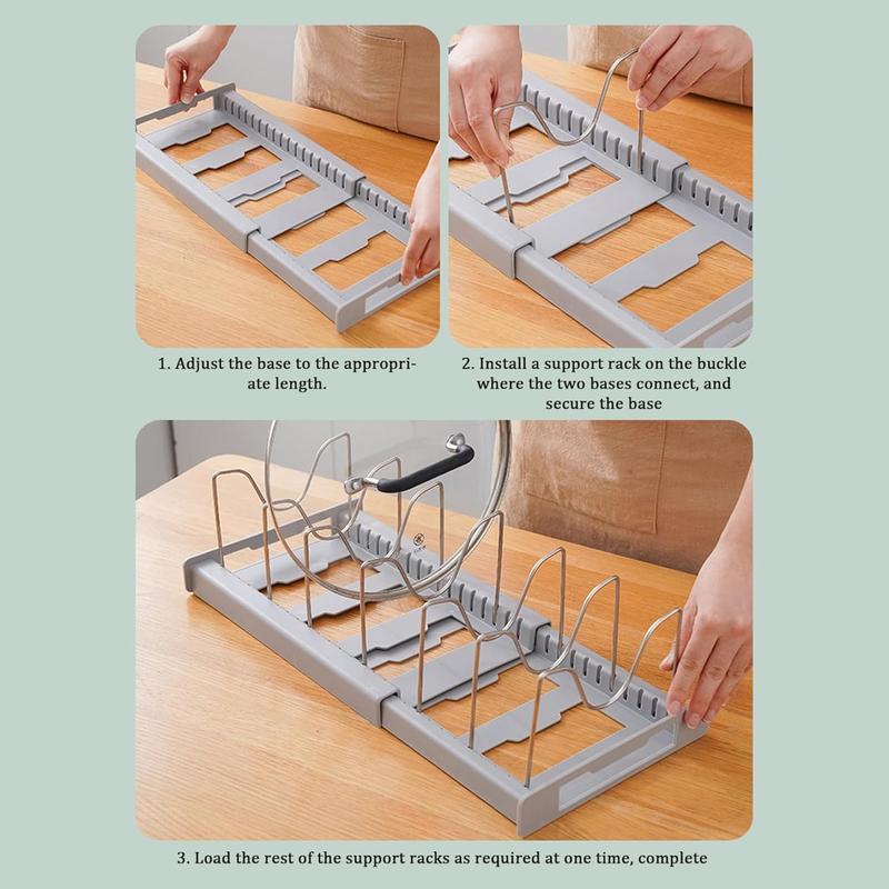 Kitchen Pot Storage Rack, Adjustable Kitchen Pot Lid Storage Rack, Multifunctional Kitchen StorageOrganizer, Farmhouse Summer for Gift, 2024 Kitchen Gadgets